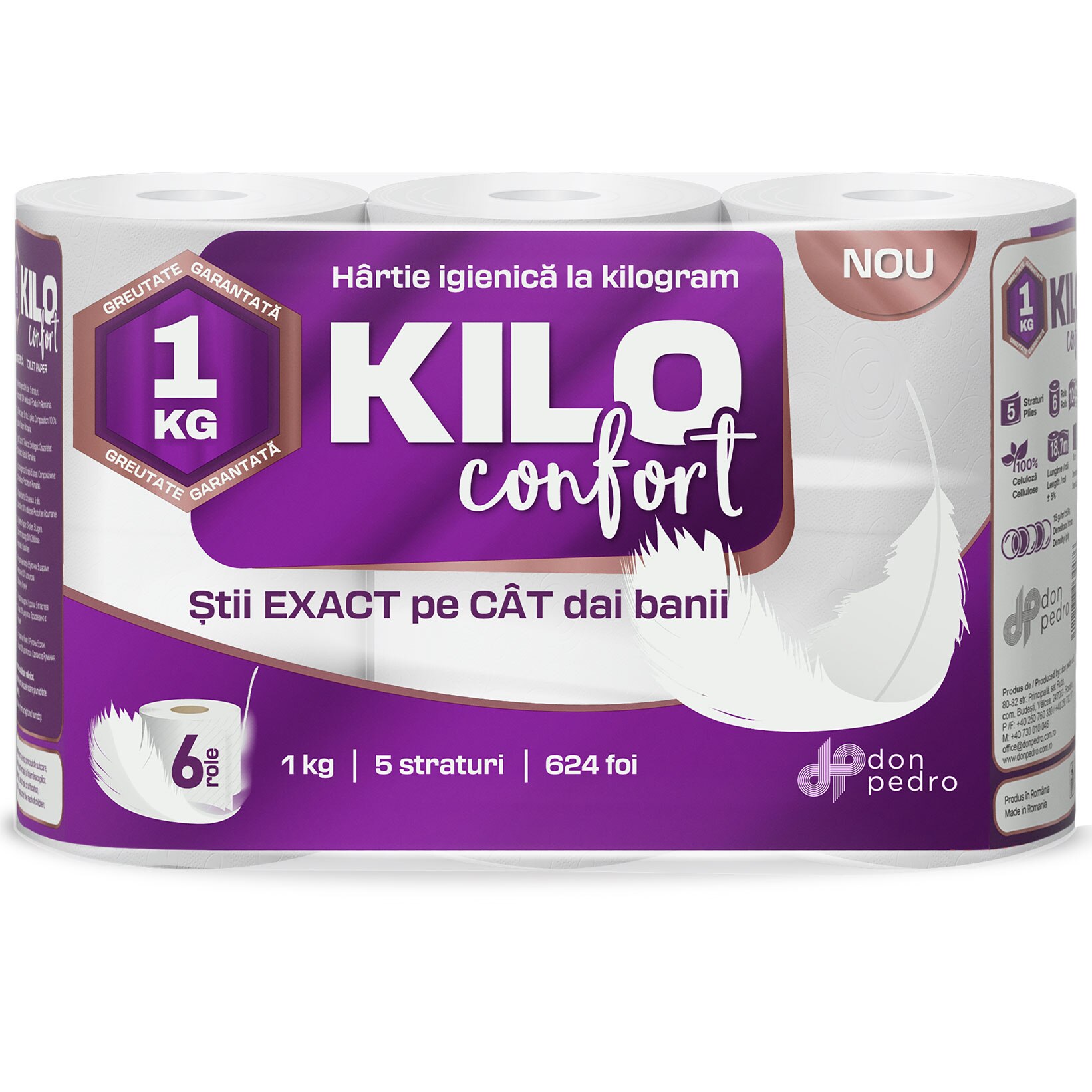 Hartie igienica Kilo Confort, 5 straturi, 6 role