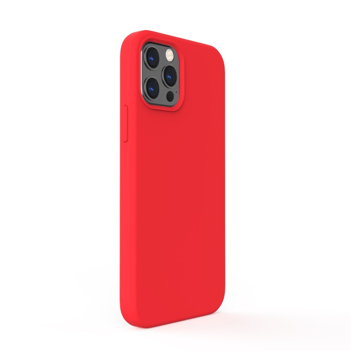 Husa Lemontti Liquid Silicon compatibila cu iPhone 12 Pro Max, Red