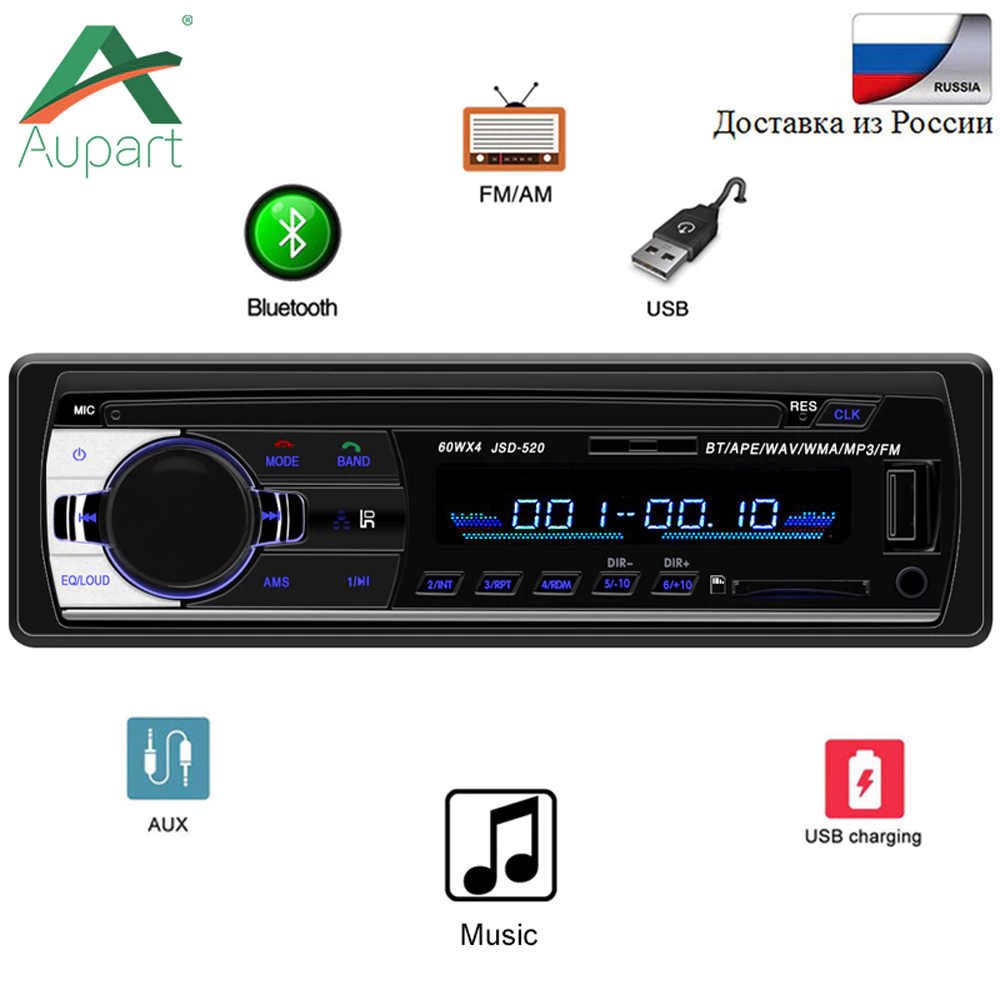 Radio Casetofon Auto 606BT 4 x 15W, Dimensiune 1 Din, Telecomanda, Bluetooth