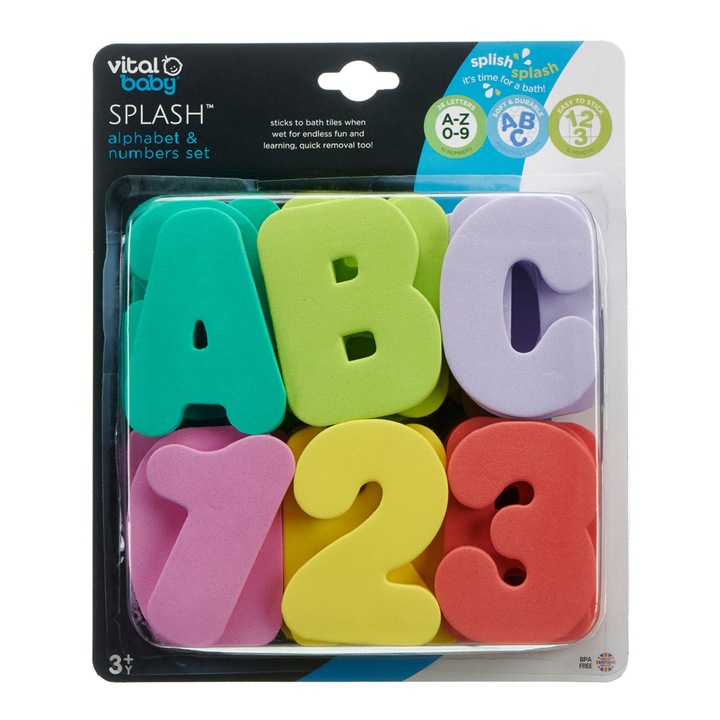 Играчки за баня букви и цифри, Vital Baby