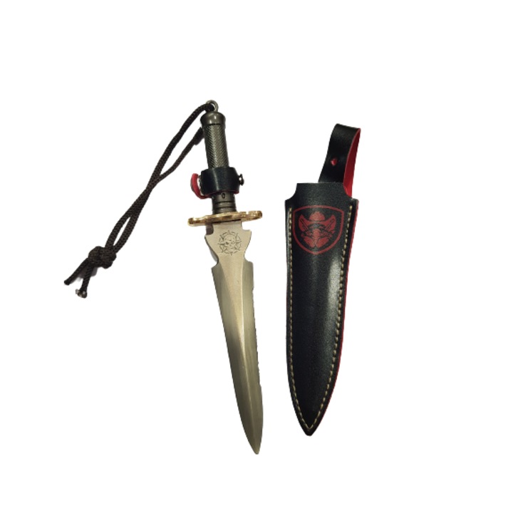 Нож Ahelos, С калъф, Тренировъчен, Метален, Многоцветен