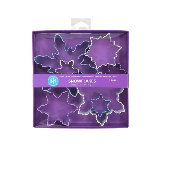 Set 7 Decupatoare fondant - forme biscuiti fulgi de nea