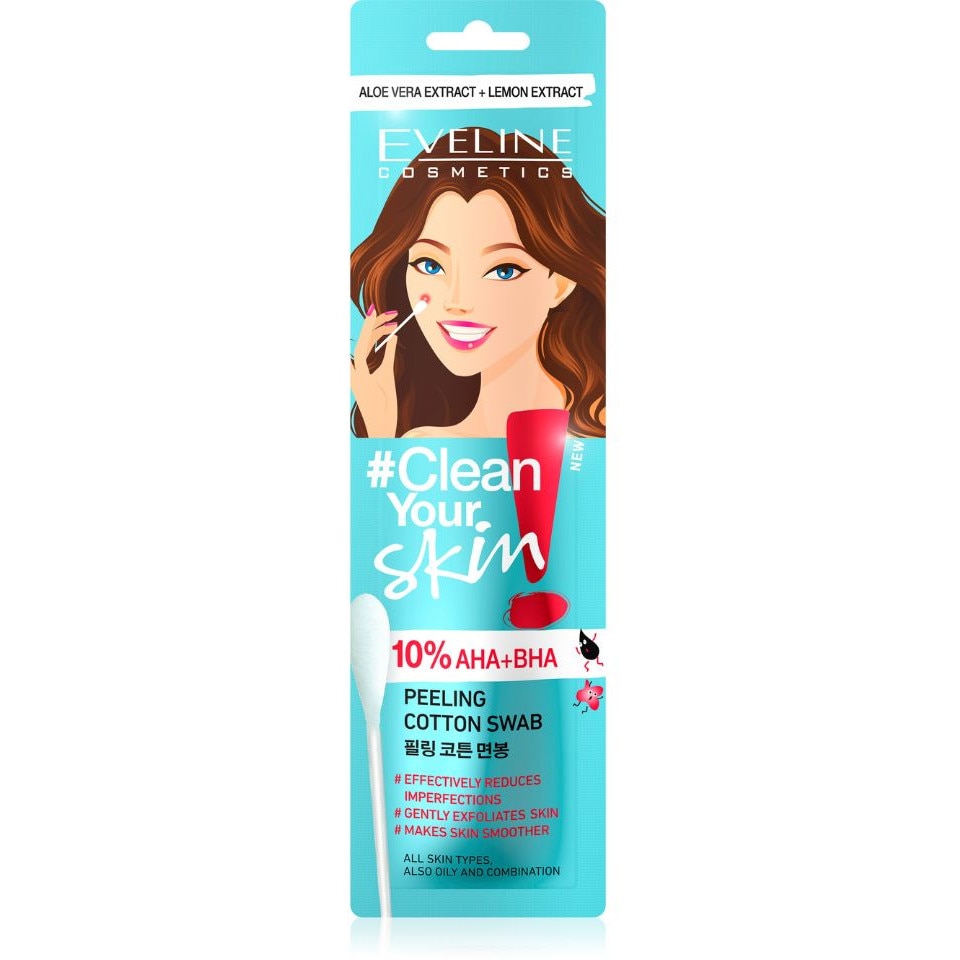 Памучен тампон, Eveline Clean your skin, 10 AHABHA Пилинг, 1 бр eMAG.bg