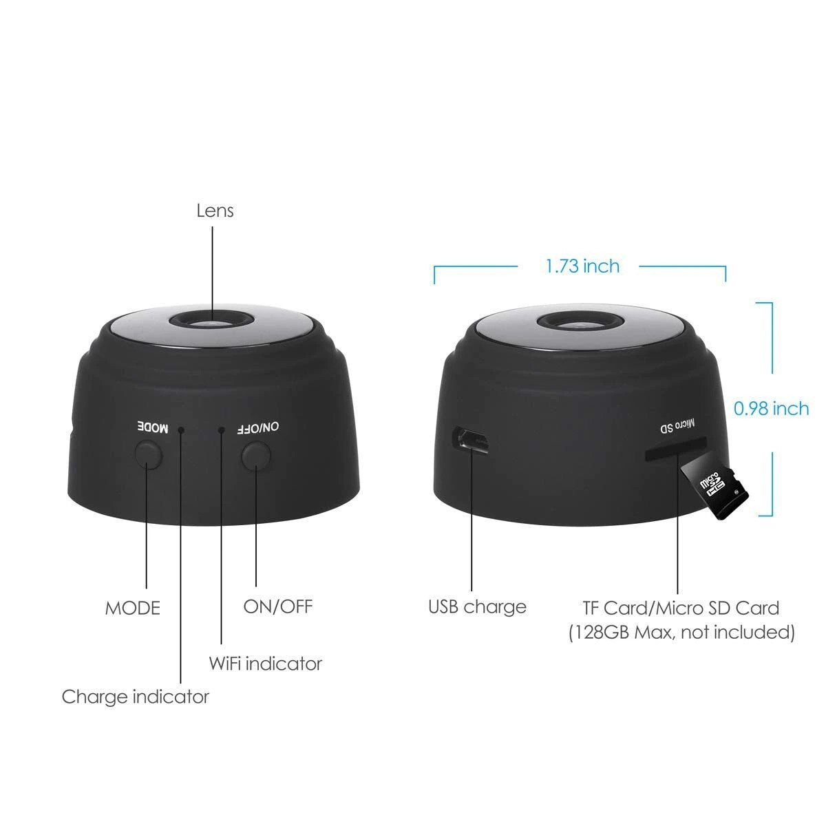 Mini Telecamera Wireless 1080P Con Staffa Magnetica - Nuova - S4Y4