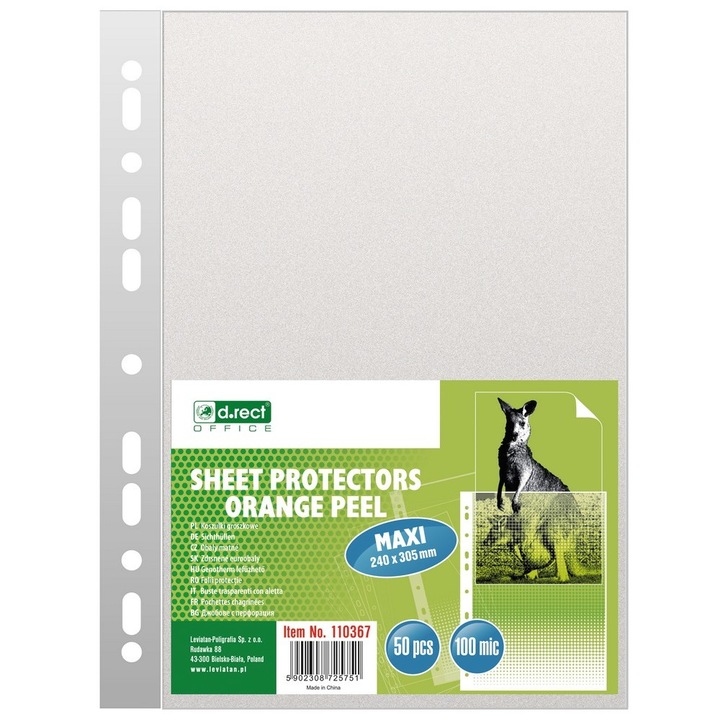 Folie de protectie D.Rect, 100 mic, Format A4, 50 Bucati, Transparent