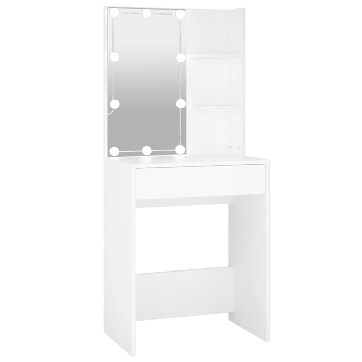 Тоалетка с LED vidaXL, бяла, 60x40x140 см