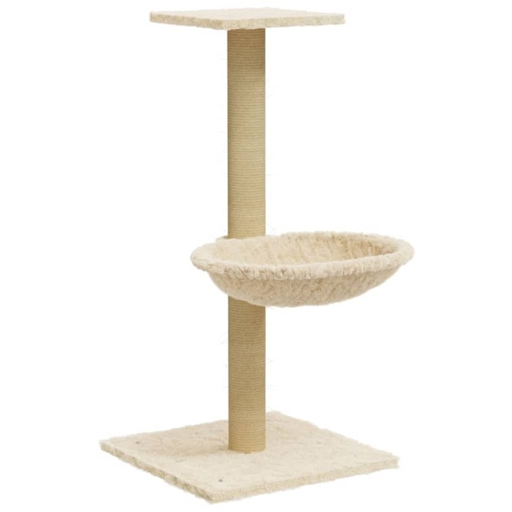 Ansamblu de joaca pentru pisici din funie de sisal vidaXL, crem, 74 cm