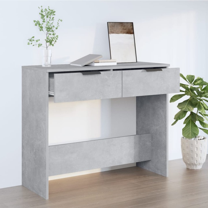 Конзолна маса vidaXL, Бетонно сива, 90x36x75 см, Инженерно дърво, 16.6 Kg