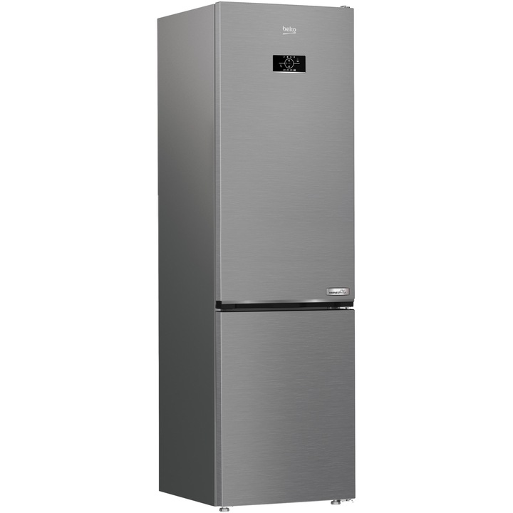 Combina frigorifica Beko B3RCNA404HXB, 355 l, No Frost, HarvestFresh, AeroFlow, Clasa E, Kitchen Fit, Everfresh+, H 203 cm, Argintiu