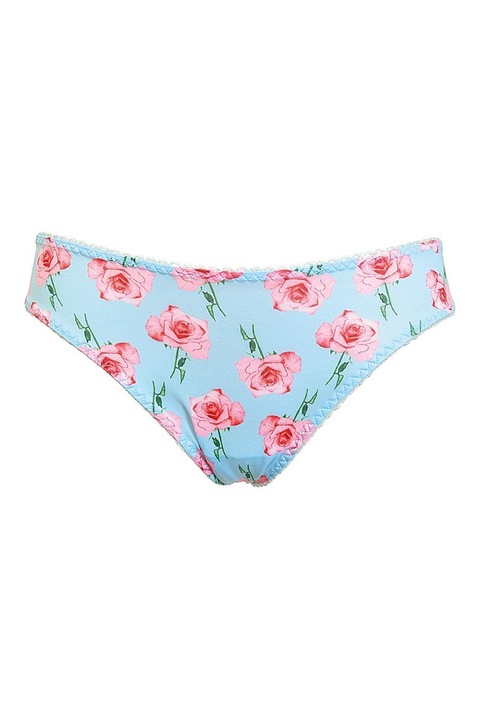 Chiloti model brazilian din microfibra, Model floral Intimamoda Roses 7127, Albastru