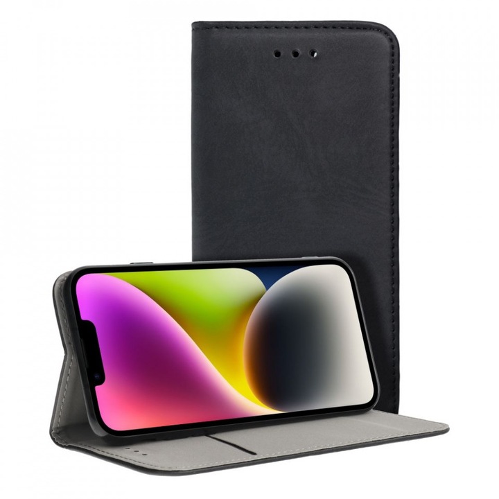 Кожен Калъф, Forcell Smart Magneto Book Case, за Xiaomi Redmi 9A, Черен