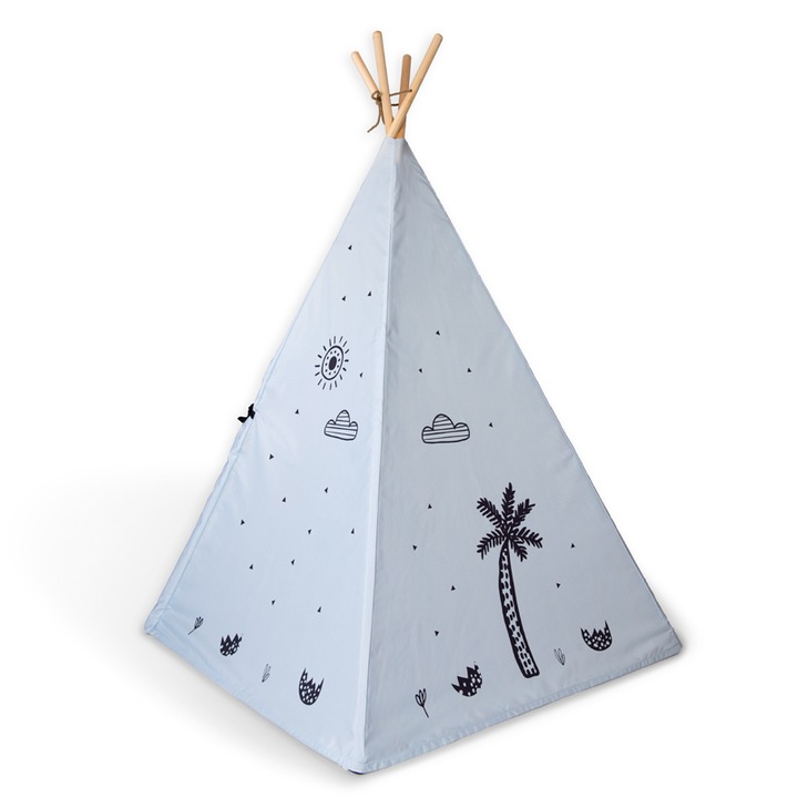 Cort copii Teepee, Dino, Albastru, 100x100