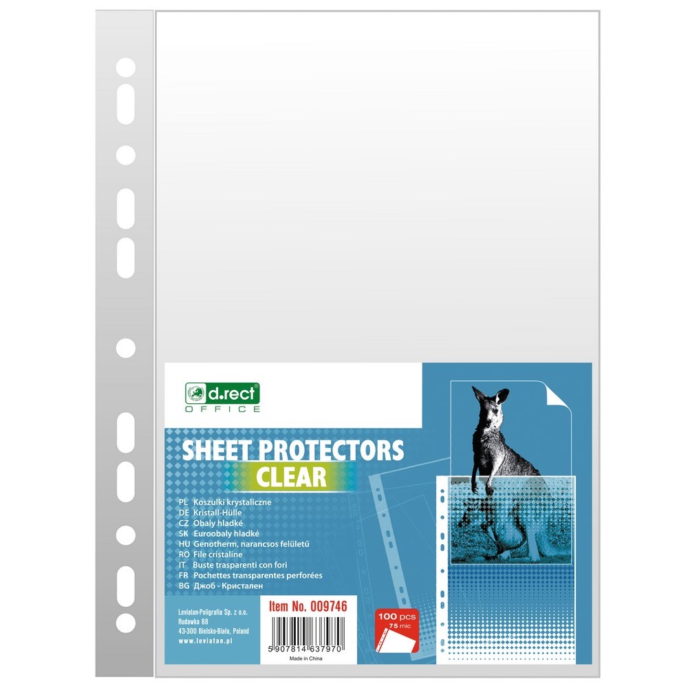 Folie de protectie D.Rect, 75 mic, Format A4, 100 Bucati, Transparent