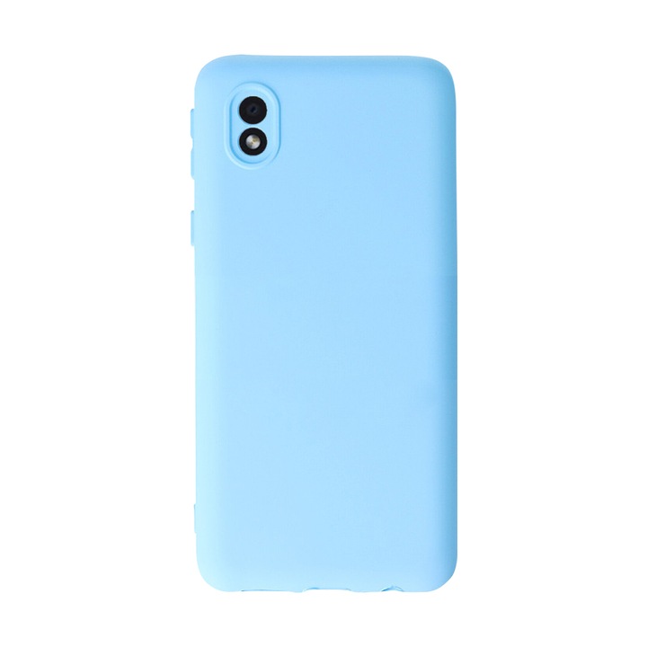 Калъф Safe Flex, съвместим със Samsung Galaxy A01 Core, Fonix команда, Тънък гъвкав дизайн, Вътрешна облицовка с микрофибър, Антишок, Мек силикон, Текстура с матово/гладко покритие, Незалепващо, Светло синьо