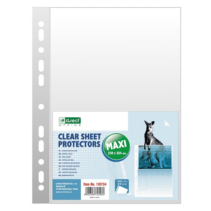 Folie de protectie D.Rect, 120 mic, Format A4 mm, 25 Bucati, Transparent