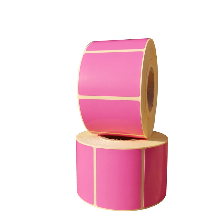 Etichete autoadezive semilucioase 58x43 mm, 1000buc/rola, roz