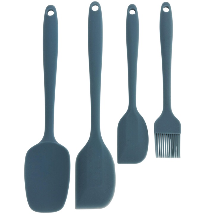 Set 4 Ustensile bucatarie, Excellent Houseware, Silicon, Bleumarin