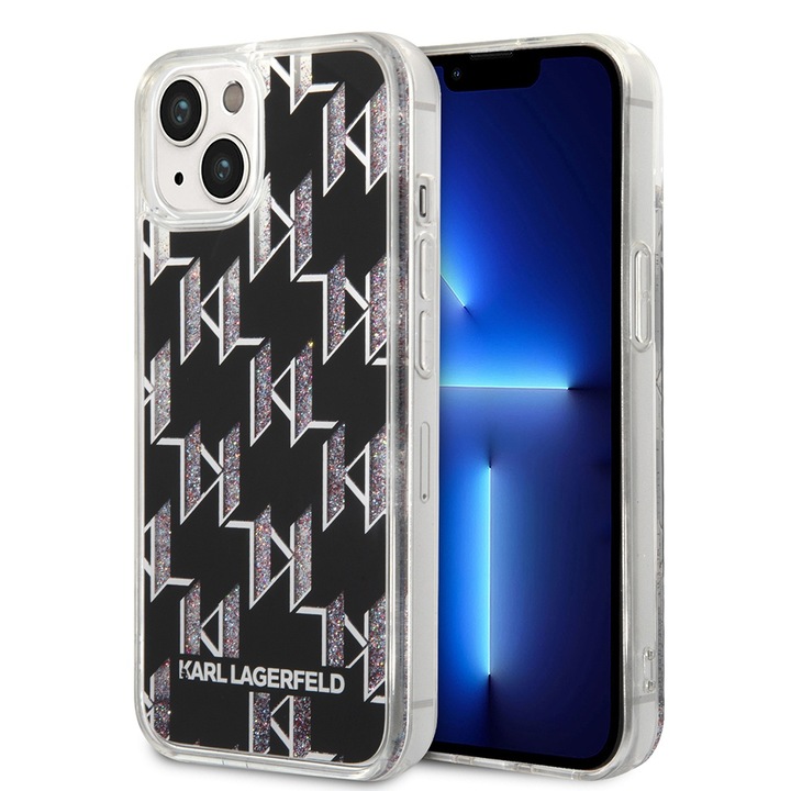 Tok iPhone 15 / iPhone 14 / iPhone 13 telefonokhoz - Karl Lagerfeld Hardcase Liquid Glitter (KLHCP14SLMNMK) - Monogram