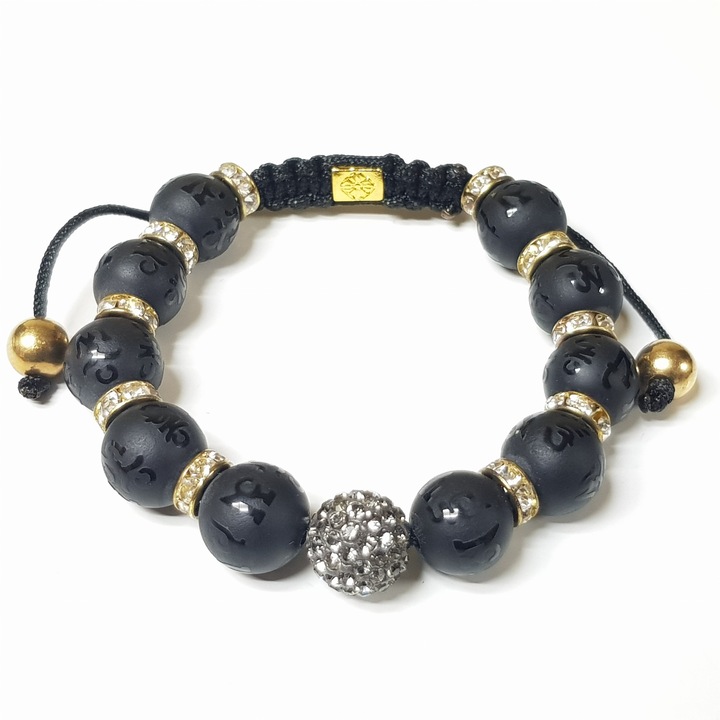 Shamballa karkötő Talisman fekete, uniszex