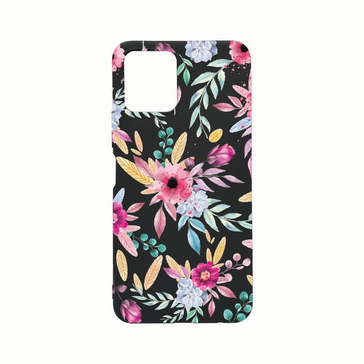Силиконов калъф Unique за Vivo Y01, Happy Flowers, Black B 69