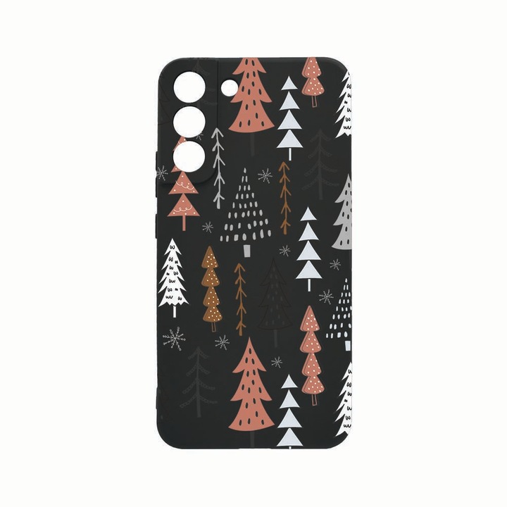 Husa Silicon, Compatibila cu Samsung Galaxy S21, Christmas Hand Drawn, Rezistenta la uzura, Protectie Camera, Negru c-B 875