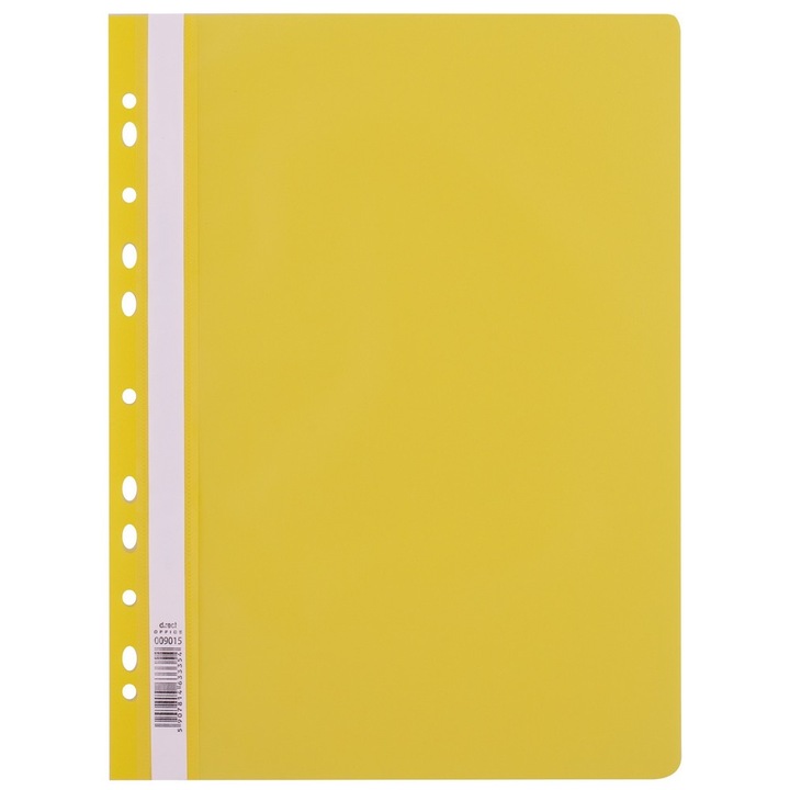 Файл D.RECT, формат А4, 25 части, полипропилен, жълт, бял
