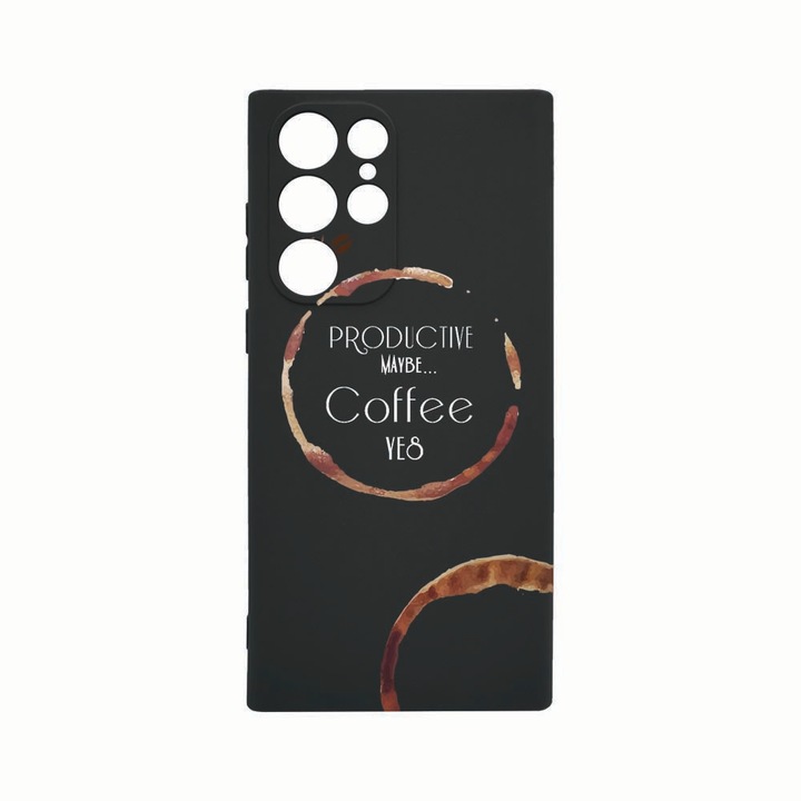 Силиконов калъф Unique за Samsung Galaxy S22 Ultra, Coffee, защита на камерата, Black c-B 33