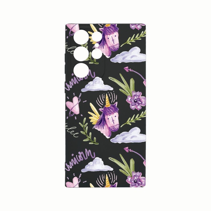 Силиконов калъф Unique за Samsung Galaxy S22 Ultra, Unicorn, защита на камерата, Black c-B 89