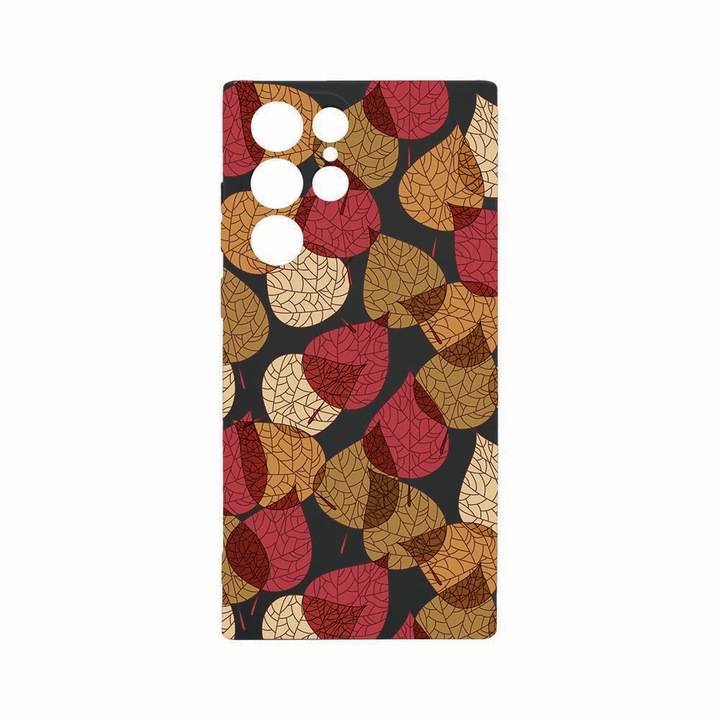 Силиконов калъф Unique за Samsung Galaxy S22 Ultra, Feathers Autumn, защита на камерата, Black c-B 98