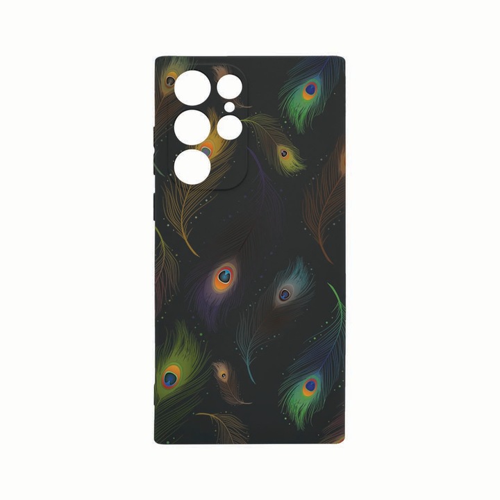 Силиконов калъф Unique за Samsung Galaxy S22 Ultra, Flower, защита на камерата, Black c-B 152