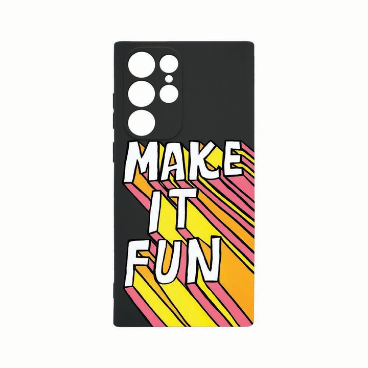 Husa Silicon, Compatibila Cu Samsung Galaxy S22 Ultra, Make It Fun, Rezistenta la uzura, Protectie Camera, Negru c-B 494