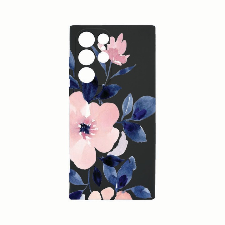Силиконов калъф Unique за Samsung Galaxy S22 Ultra, Pastel Colors Collection Flowers, защита на камерата, Black c-B 506