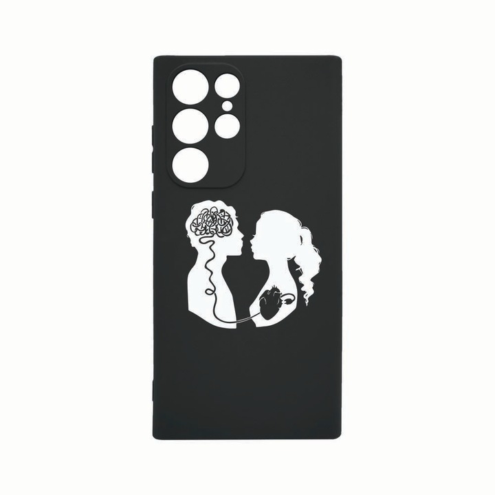 Силиконов калъф Unique за Samsung Galaxy S22 Ultra, Love With Brain, защита на камерата, Black c-B 748