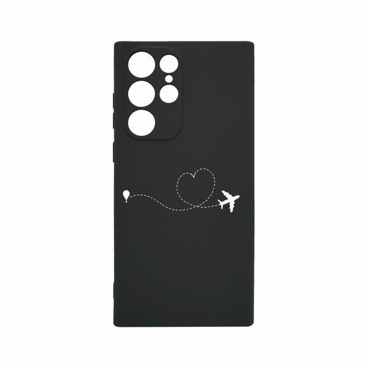 Силиконов калъф Unique за Samsung Galaxy S22 Ultra, Love To Travel, защита на камерата, Black c-B 746