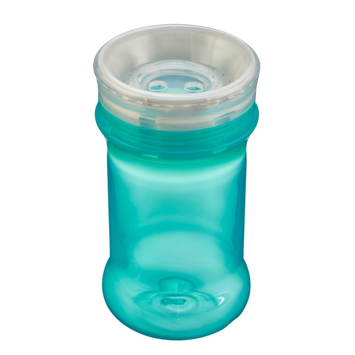 Неразливаща се чаша с мек силиконов ръб за отпиване Vital Baby, 360°, Зелена