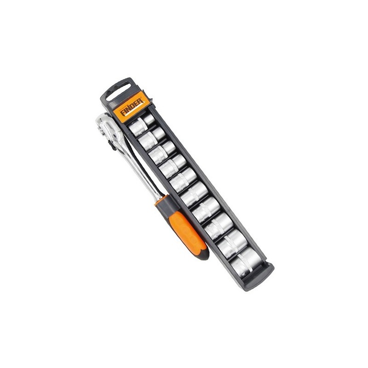 Set cheie cu clichet si 10 piulite, Finder, Multicolor