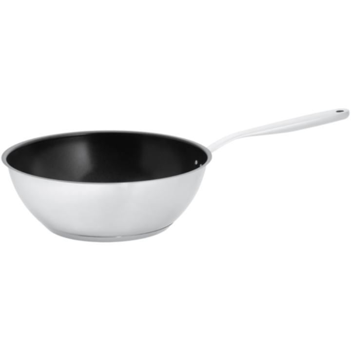 Tigaie wok Fiskars All Steel, 28cm, 4.5l, Ceramica/Inox, Argintiu/Negru