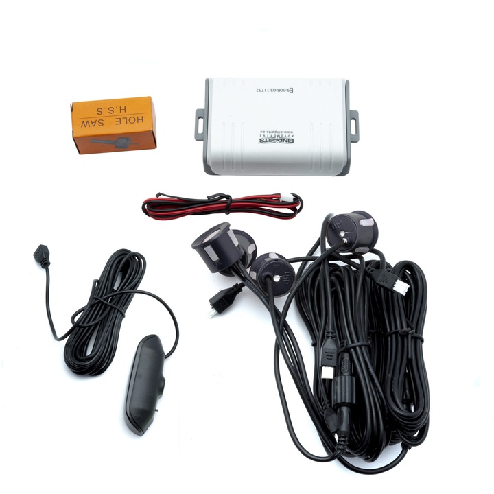 Set 4 senzori de parcare, EinParts Automotive, Afisaj LED, 12V, 22 mm, Gri cuart