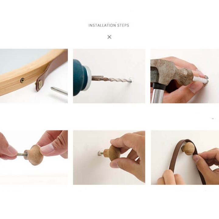 Fali tükör natúr bambusz keret Lemi 33x1,5x40,5 cm