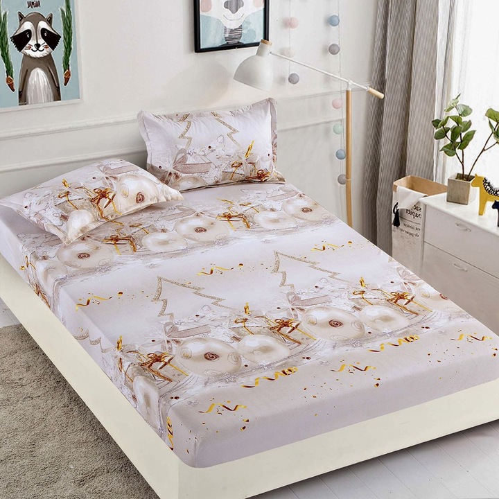 Finom pamut ágytakaró szett és 2 párnahuzat, HF-11, fehér, 235x250 cm