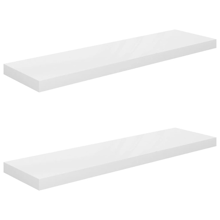 vidaXL 2 db magasfényű fehér MDF lebegő fali polc 90 x 23,5 x 3,8 cm (323755)