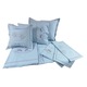 Спален комплект в италиански стил 160 х 260 см Casa Bucuriei, модел Iris, 4 части, бледо светло синьо/капучино, памук ранфорс 100%, бродерия