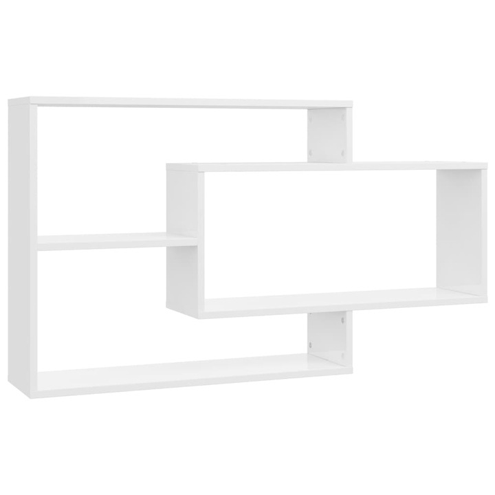 Стенни рафтове vidaXL, бял гланц, 104x20x58,5 см, инженерно дърво, 9.6 Kg