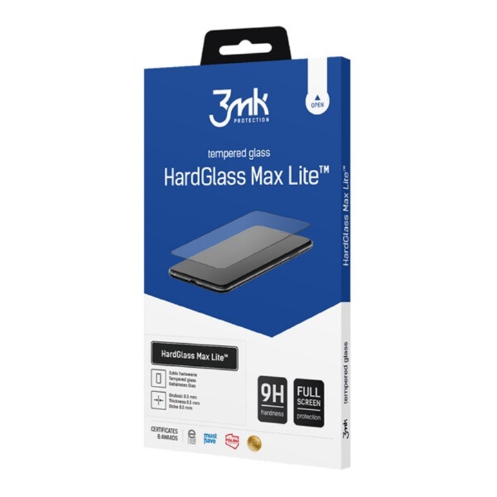 3mk hard glass max lite képernyővédő üveg, 3d, 0.3mm, 9h, átlátszó, kompatibilis: Apple iPhone 13 / iPhone 13 Pro / iPhone 14