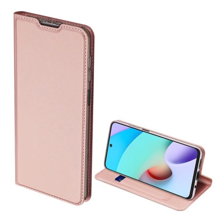 Xiaomi Redmi 10 (2022) / Redmi 10 (2021) Dux ducis skin pro tok álló, bőr hatású (flip, oldalra nyíló, bankkártya tartó, asztali tartó funkció) rozéarany, GP-112555, gyártói csomagolás