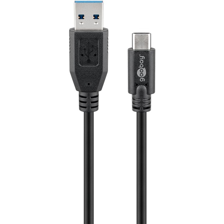 Goobay 73141 USB-A apa - USB-C apa 3.0 Adat és töltőkábel - Fekete (3m) (73141)