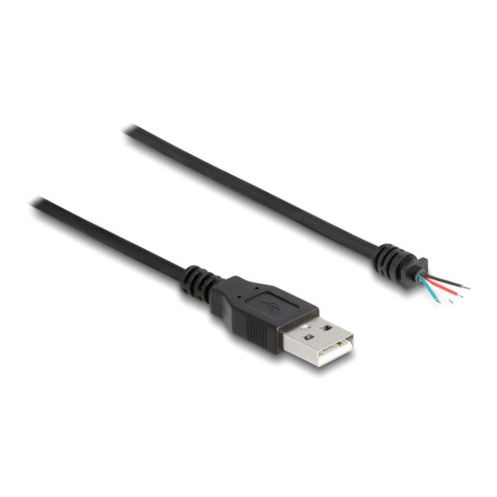 USB 2.0 кабел, Delock, Пластмасов, 1 м, Черен