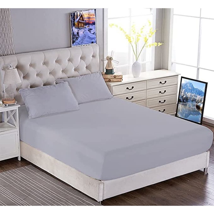 Cearceaf de pat cu elastic din bumbac ranforce 100% 260 x260 cm lila