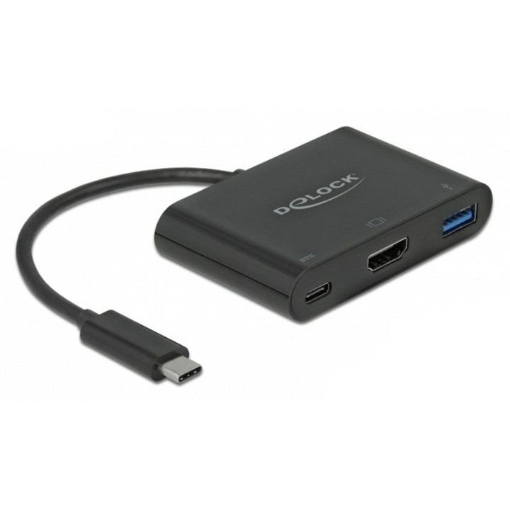 Адаптер, Delock, USB-C 3.2 към HDMI/USB/USB-C, 15 см, Черен