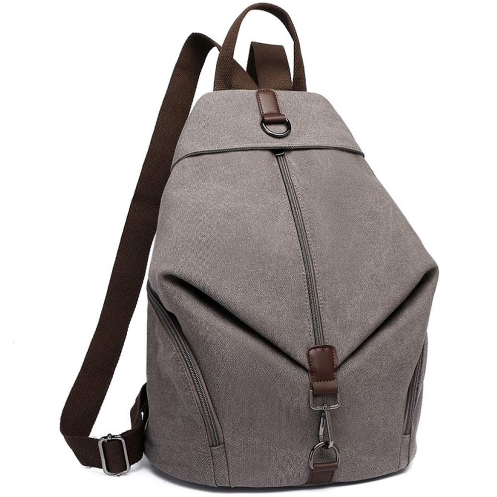 Rucsac pentru dame, din panza, antifurt, KONO, EB2044GY, Gri